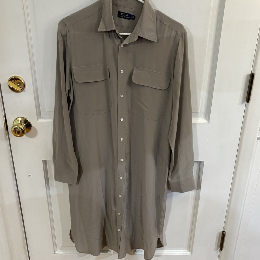 Polo Ralph Lauren Mulberry Silk Shirt Dress 10 Button Up‎ Long Sleeve *No Belt